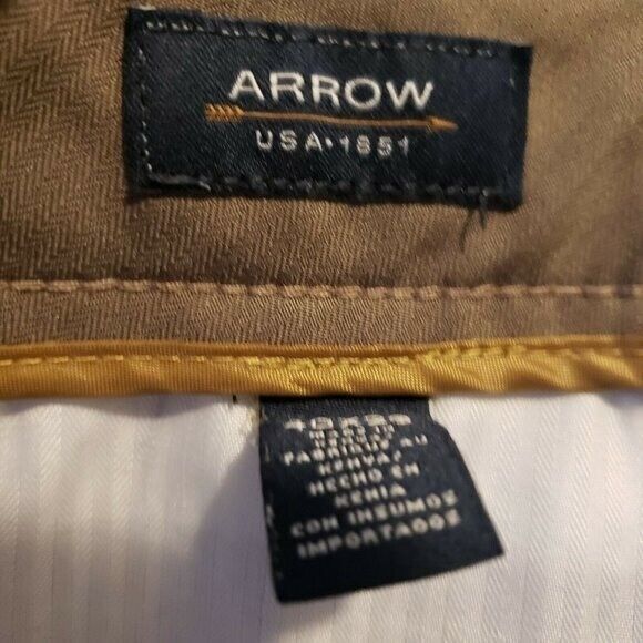 Arrow Mens Size 40 Gray Solid Dress Pants - Picture 4 of 6